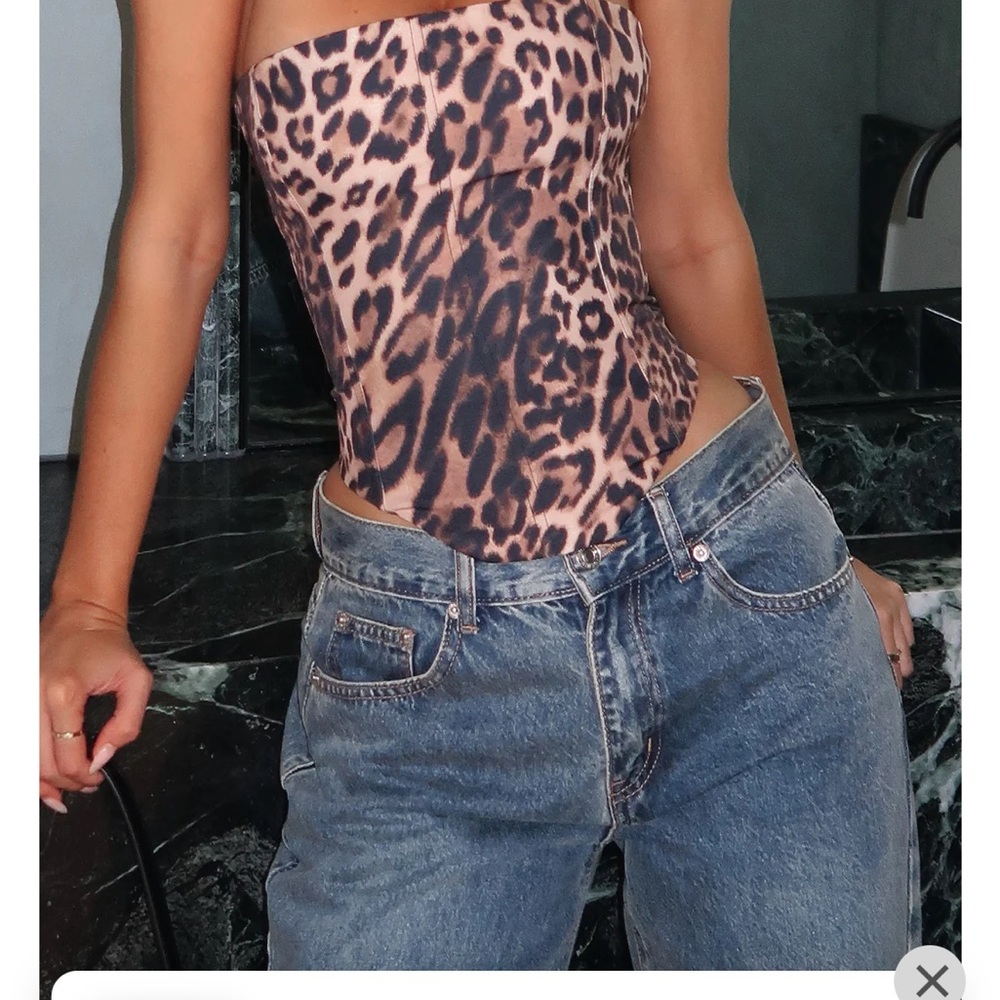 White Fox Boutique Let It Go Strapless Bustier Cheetah sz Medium